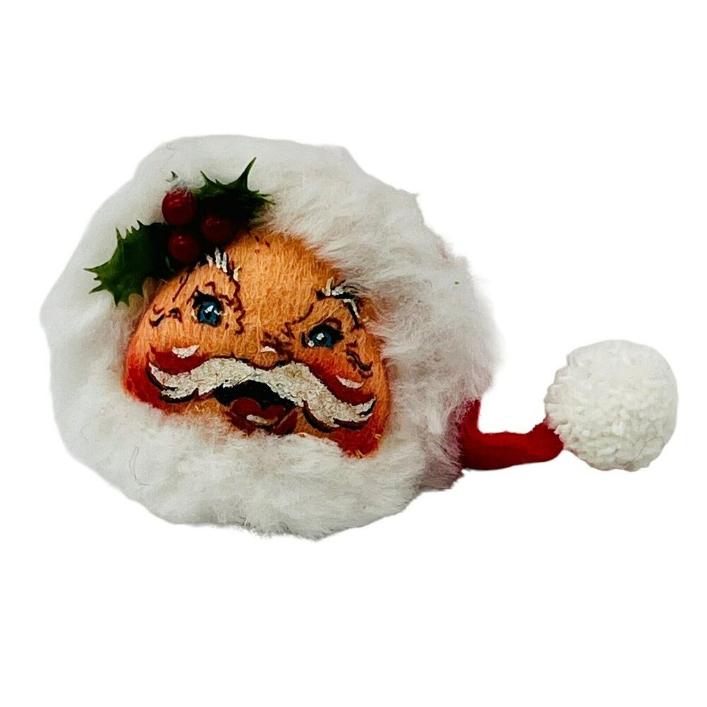 Annalee Christmas Ornament Santa‎ Head 1990 Vintage Made in USA 2.5 inch